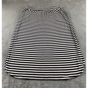dip Women Black White Striped Jersey Maxi Skirt Elastic Waist Pockets XL